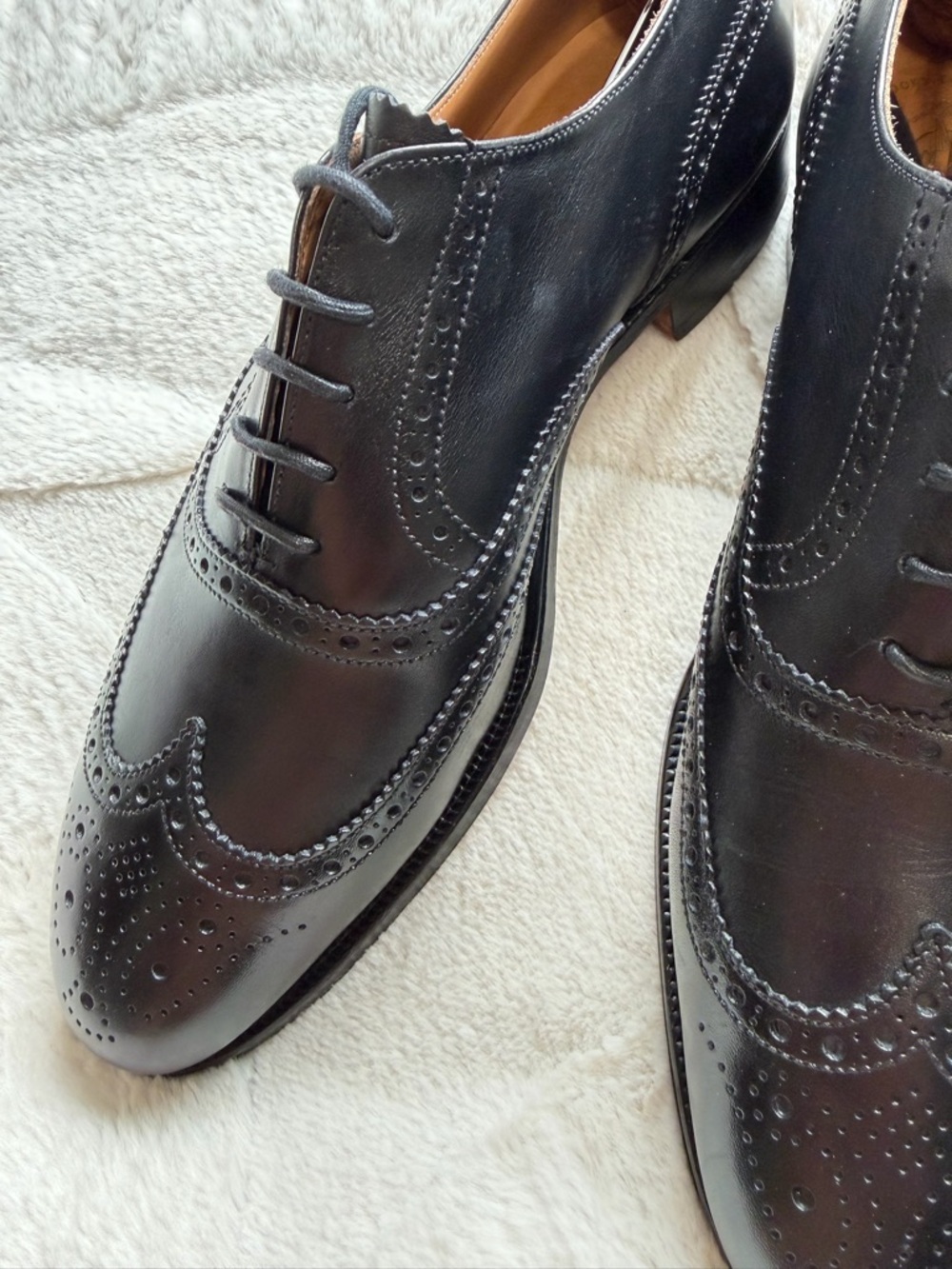 Like NEW! $940 Crockett Jones for Brooks Brothers Wingtip Oxford Brogues 9.5 - Picture 3 of 15